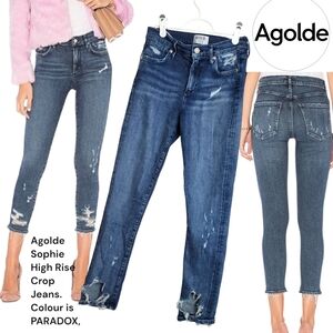 Agolde Sophie High Rise Crop Jean In Parodox Skinny Distressed Women's Size 26